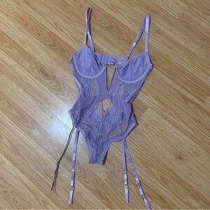 Dolls Kill Lavender Lace Strappy Teddy Bodysuit